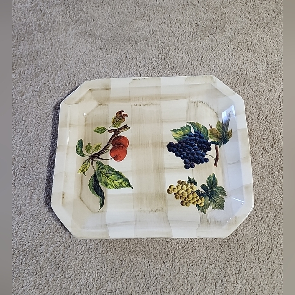 Ceramica Due Torri Fruit Pattern Octagonal Plate, 10.25" X 8.75", Made in Italy